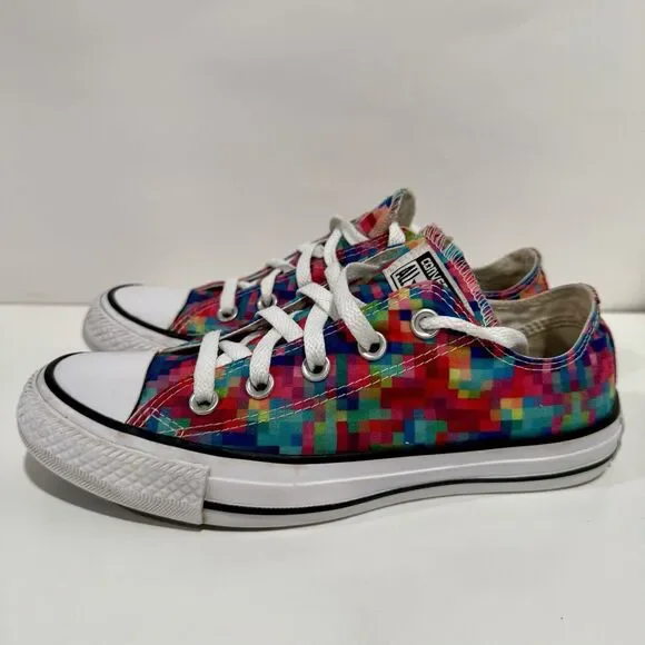 Converse Chuck Taylor Pixel Shoes W6/M4 Pink Blue White Canvas Lace Up Sneakers - Picture 4 of 11